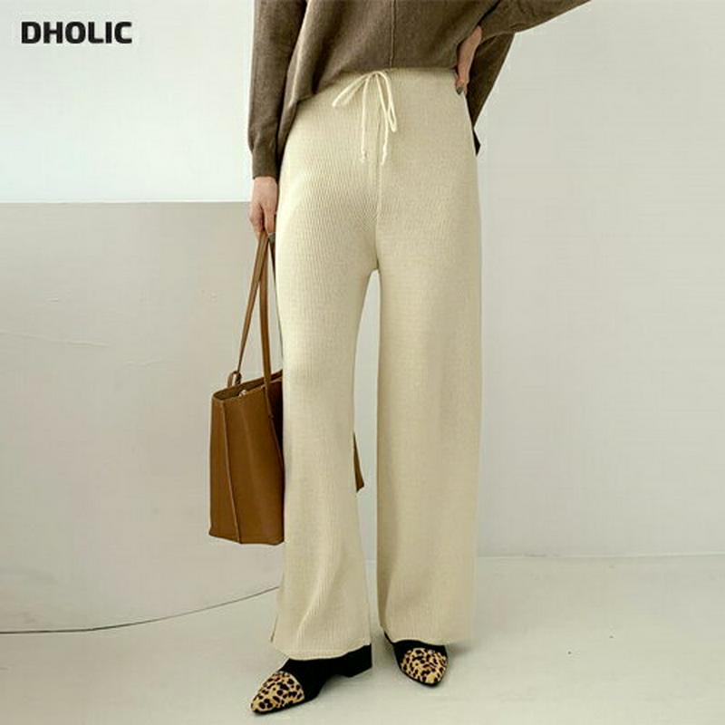 【只今10%OFF】ドロストニットパンツ・全2色・t65698 レディース 【pt】【パンツ ズボン ロングパンツ ニット ニットパンツ ドロスト 単色 無地 シンプル ウエストゴム カジュアル ラフ 秋 冬 韓国 ファッション】【ハイホリHIHOLLI】