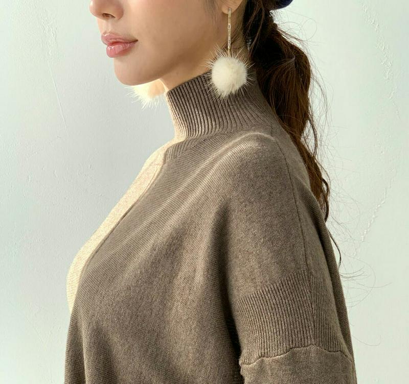 【只今10%OFF】ハイネックルーズニット・全4色・b65682 レディース 【tops】【トップス ニット ニットトップス 長袖 ハイネック 単色 無地 シンプル カジュアル 大人 アンバランス 秋 冬 韓国 ファッション】【ハイホリHIHOLLI】