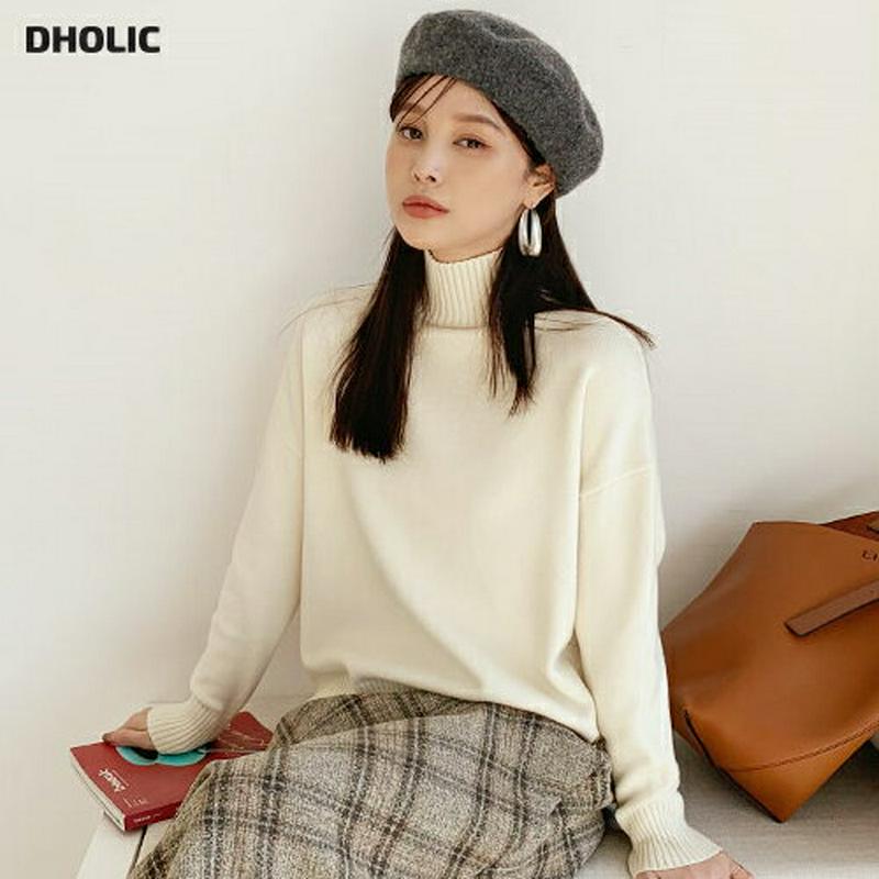 【只今10%OFF】アンバランスボタンニット・全4色・b65681 レディース 【tops】【トップス ニット ニットトップス 長袖 アンバランス 単色 無地 シンプル ハイネック スリット カジュアル ベーシック ウール 秋 冬韓国 ファッション】【ハイホリHIHOLLI】