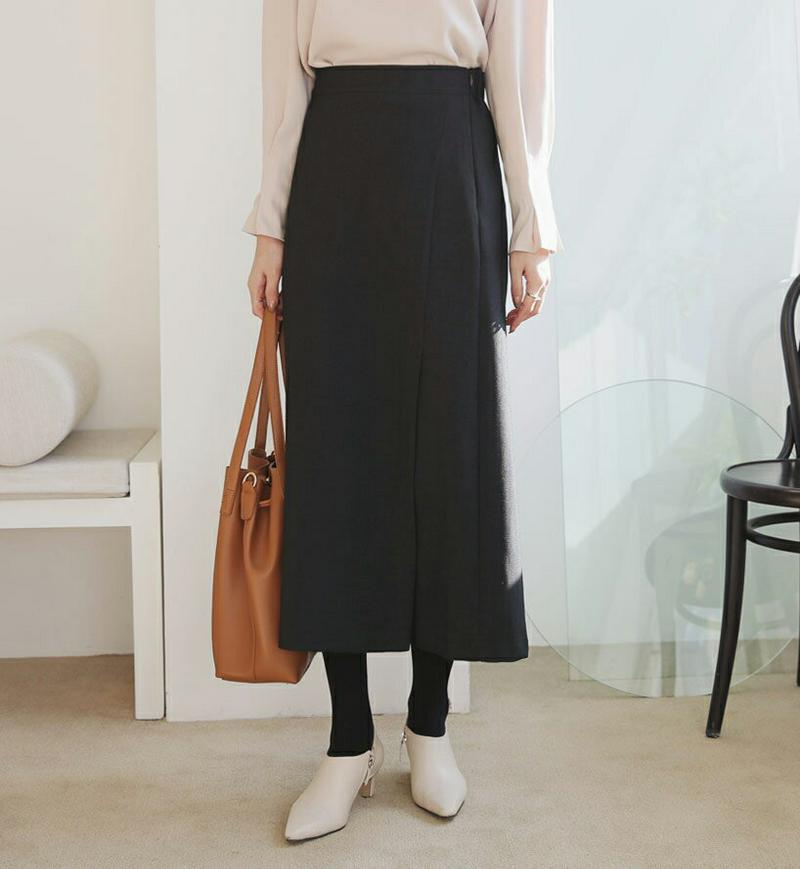 【只今10%OFF】スリットロングスカート・全3色・t65692 レディース 【sk】【スカート ロング ロングスカート スリット 単色 無地 シンプル 大人 カジュアル 秋 冬 韓国 ファッション】【ハイホリHIHOLLI】