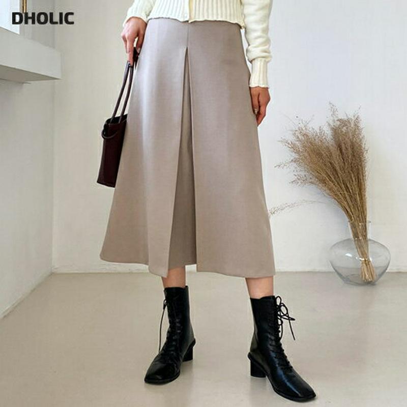 【只今10%OFF】Aラインタックスカート・全3色・b62120 レディース 【sk】【韓国 ファッション ボトムス スカート ロング フレア Aライン 無地 大人 端正 高見え きれいめ カジュアル 秋 冬】