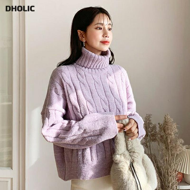 【只今10%OFF】ツイストタートルニット・全4色・b62139 レディース 【tops】【韓国 ファッション トップス ニット ハイネック 長袖 ロングスリーブ ルーズ ゆったり ドロップショルダー 無地 もちもち もっちり カジュアル 秋 冬】
