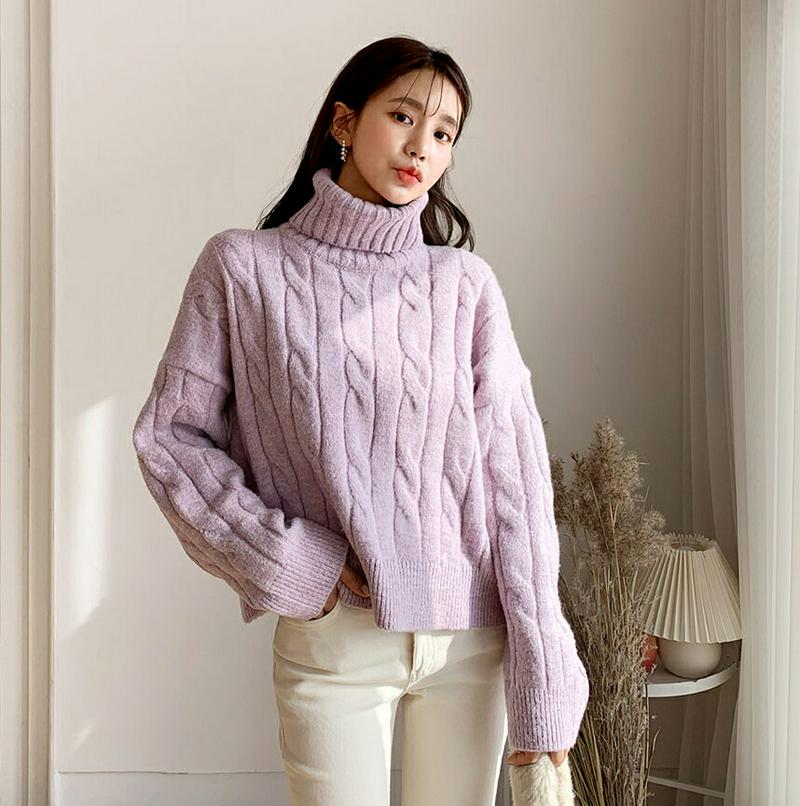 【只今10%OFF】ツイストタートルニット・全4色・b62139 レディース 【tops】【韓国 ファッション トップス ニット ハイネック 長袖 ロングスリーブ ルーズ ゆったり ドロップショルダー 無地 もちもち もっちり カジュアル 秋 冬】