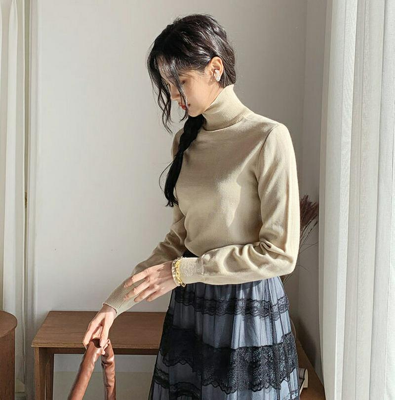 【只今10%OFF】2WAYカットアウトハイネックニット・全3色・b62103 レディース 【tops】【韓国 ファッション トップス ニット ハイネック 長袖 ロングスリーブ スリム 細身 タイト 肌見せ スリット カット カジュアル 秋 冬】