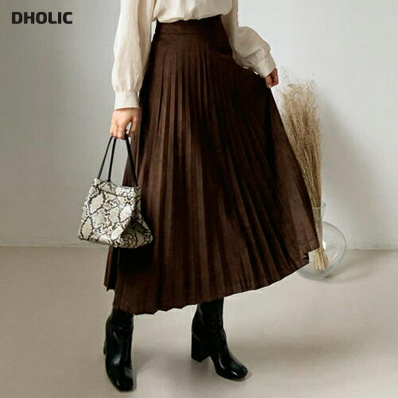 イージープリーツスカート・全5色・t62123 レディース 【sk】【韓国 ファッション ボトムス スカート ロング フレア Aライン プリーツ ウエストゴム 無地 大人 端正 高見え きれいめ カジュアル 秋 冬】