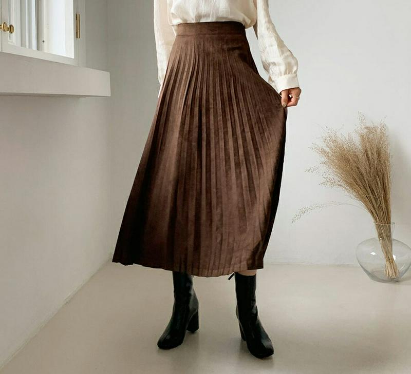 イージープリーツスカート・全5色・t62123 レディース 【sk】【韓国 ファッション ボトムス スカート ロング フレア Aライン プリーツ ウエストゴム 無地 大人 端正 高見え きれいめ カジュアル 秋 冬】