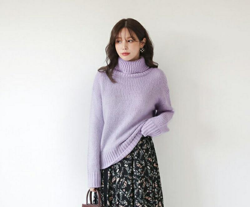【只今10%OFF】パステルタートルニット・全5色・t65629 レディース 【tops】【トップス ニット ニットトップス 長袖 タートルネック タートル 単色 無地 シンプル ゆったり ルーズ パステル 淡い カジュアル 秋 冬 韓国 ファッション】【ハイホリHIHOLLI】