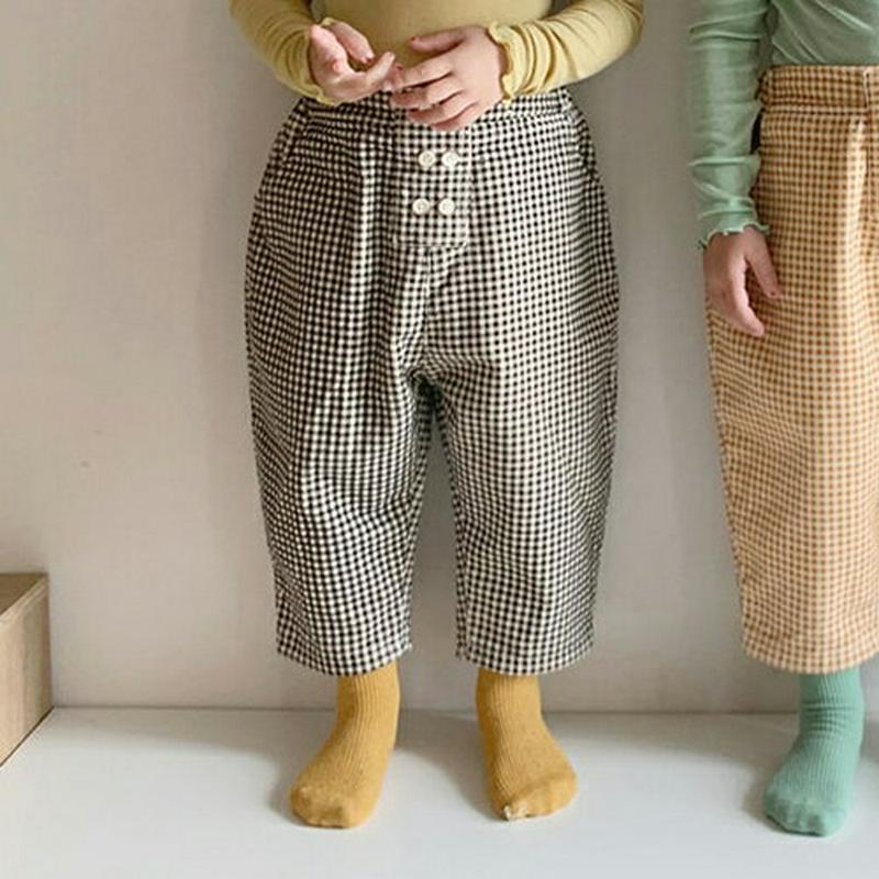 【キッズ30%OFF】フロントボタンミニチェックパンツ(kids)・u10148 キッズ【3~8才】【pt】【パンツ ズボン ロングパンツ 長ズボン チェック柄 ギンガムチェック カジュアル 可愛い かわいい 女の子 男の子 秋 冬 韓国 韓国子供服 子供 こども 子供服 こども服】【KIDS】
