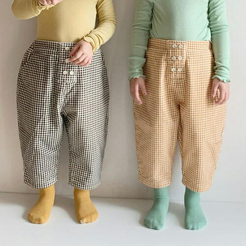 【キッズ30%OFF】フロントボタンミニチェックパンツ(kids)・u10148 キッズ【3~8才】【pt】【パンツ ズボン ロングパンツ 長ズボン チェック柄 ギンガムチェック カジュアル 可愛い かわいい 女の子 男の子 秋 冬 韓国 韓国子供服 子供 こども 子供服 こども服】【KIDS】
