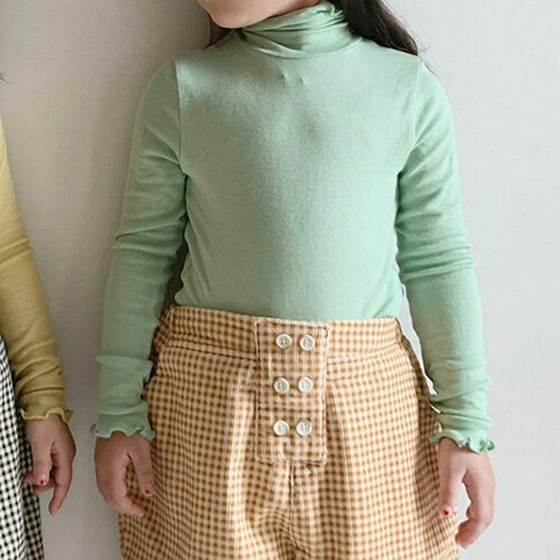 【キッズ30%OFF】フリルハイネックTシャツ(kids)・u10133 キッズ【3~8才】【tops】【トップス Tシャツ フリル ハイネック 単色 無地 シンプル 長袖 カジュアル ラフ 女の子 秋 冬 韓国 韓国子供服 子供 こども 子供服 こども服】【KIDS】
