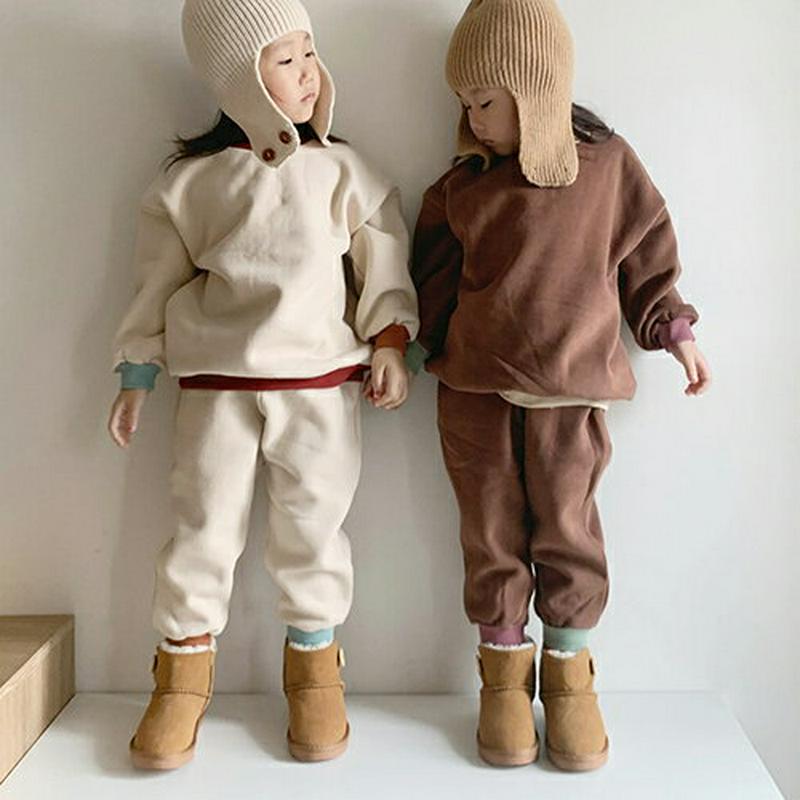 【キッズ30%OFF】裏起毛ヘム配色スウェット上下SET(kids)・u10145 キッズ【3~8才】【set】【セットアップ setup トップス 長袖 トレーナー パンツ ズボン スウェット 裏起毛 女の子 男の子 冬 韓国 韓国子供服 子供 こども 子供服 こども服】【KIDS】