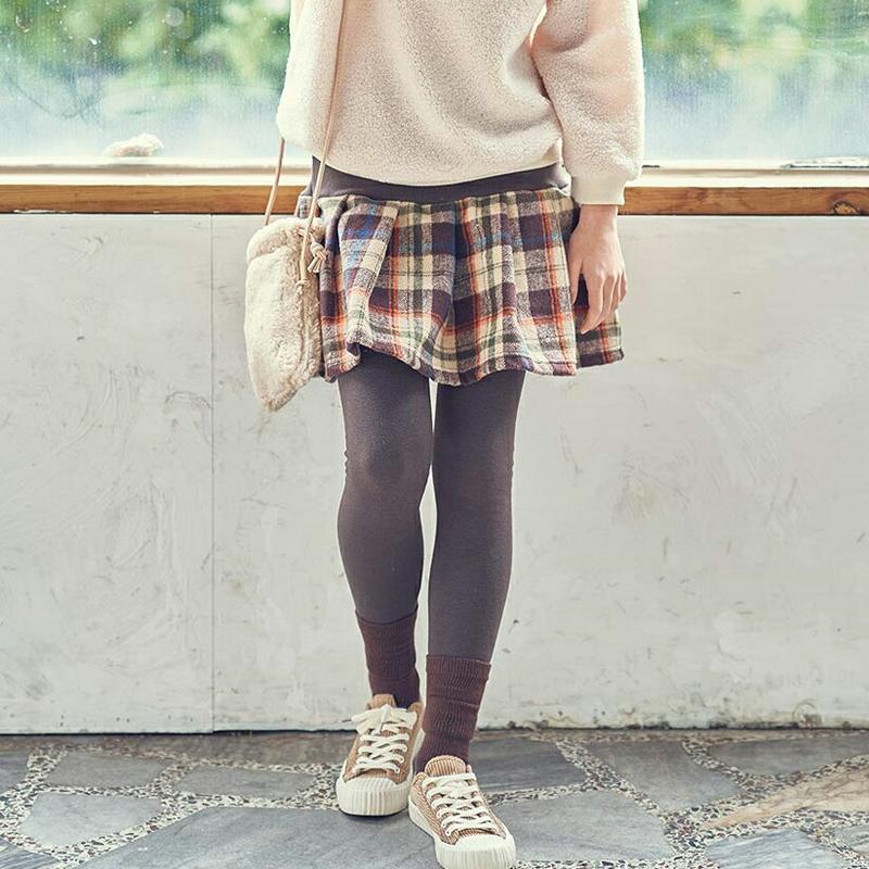 【キッズ30%OFF】ファー裏地チェックスカートレギンス・u09625 キッズ【9~17才】【pt】【レギンス パンツ ズボン チェック柄 スカートレギンス スカート 可愛い かわいい 女の子 冬 韓国 韓国子供服 子供 こども 子供服 こども服】【KIDS】