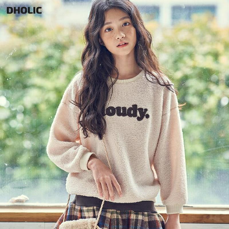 【キッズ30%OFF】起毛cloudyスウェット・u09638 キッズ【9~17才】【tops】【トップス ロゴ スウェット トレーナー 長袖 ロゴトップス 起毛 カジュアル ラフ 女の子 男の子 冬 韓国 韓国子供服 子供 こども 子供服 こども服】【KIDS】