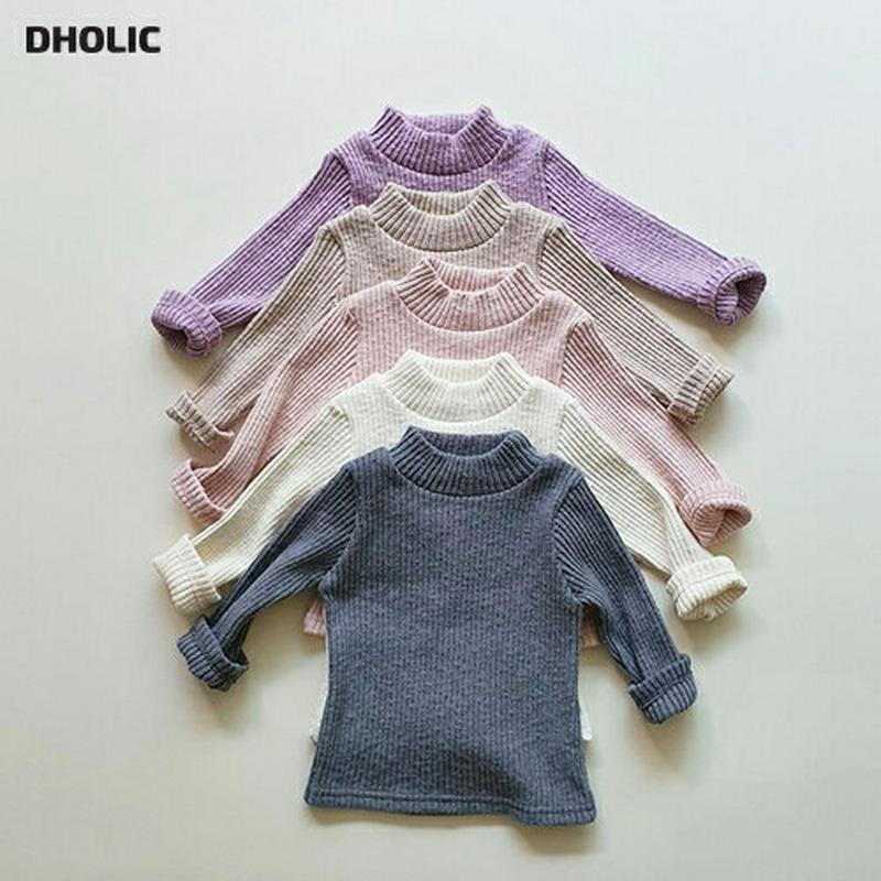 ハーフネックリブTシャツ(kids)・u10135 キッズ【3~8才】【tops】【トップス Tシャツ 長袖 リブ リブトップス ハーフネック 単色 無地 シンプル カジュアル ラフ 女の子 男の子 秋 冬 韓国 韓国子供服 子供 こども 子供服 こども服】【KIDS】