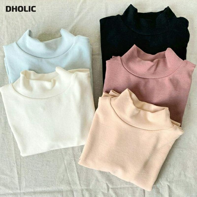 裏起毛ベーシックハイネックTシャツ(junior)・u09756 キッズ【9~17才】【tops】【トップス Tシャツ 長袖 単色 無地 シンプル ベーシック ハイネック 裏起毛 カジュアル 女の子 男の子 冬 韓国 韓国子供服 子供 こども 子供服 こども服】【KIDS】