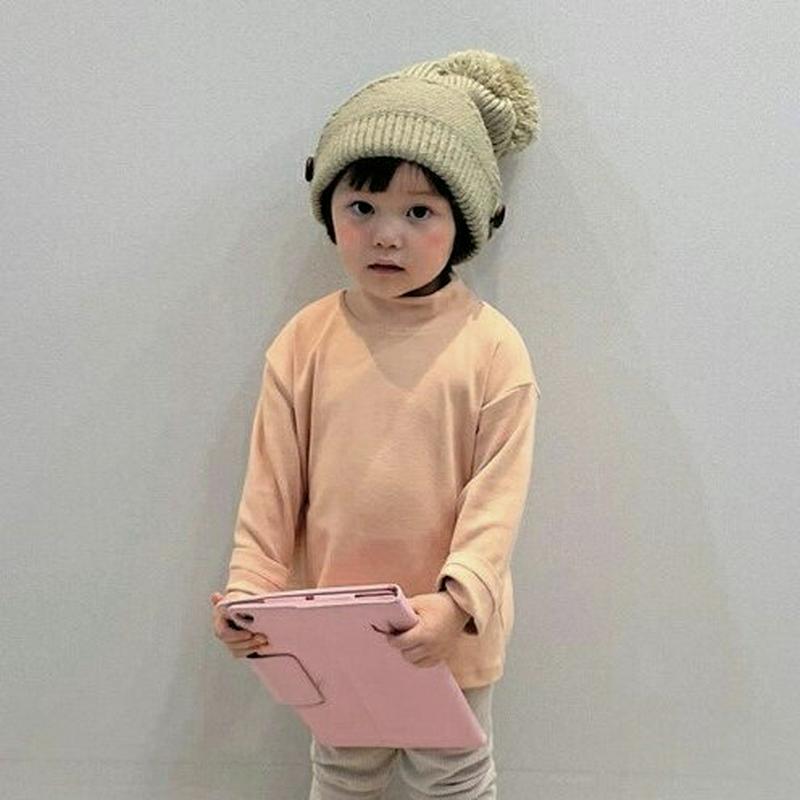 裏起毛ベーシックハイネックTシャツ(junior)・u09756 キッズ【9~17才】【tops】【トップス Tシャツ 長袖 単色 無地 シンプル ベーシック ハイネック 裏起毛 カジュアル 女の子 男の子 冬 韓国 韓国子供服 子供 こども 子供服 こども服】【KIDS】