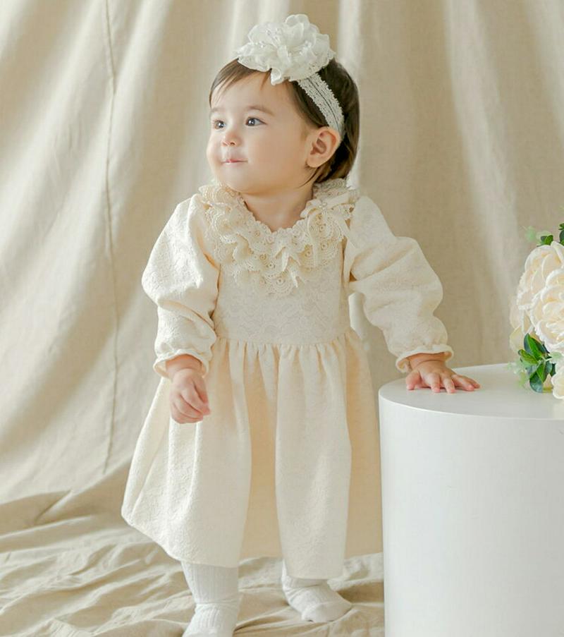 【送料無料】ケープ付コットンワンピース・p010061 キッズ【0~2才】【ops】【ワンピース ロング ロングワンピース 長袖 コットン 綿 ケープ ガーリー レース 可愛い かわいい 女の子 秋 冬 韓国 韓国子供服 子供 こども 子供服 こども服】【KIDS】