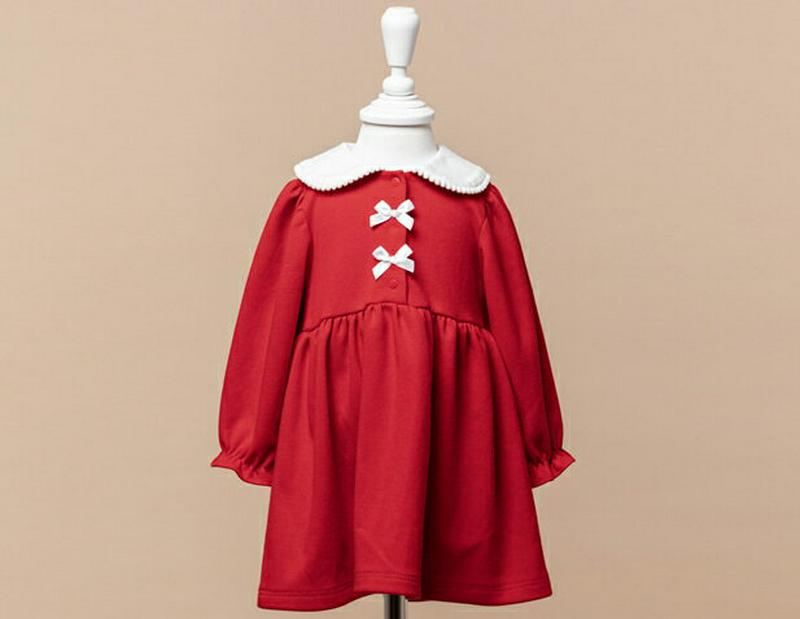 リボンサンタワンピース・p010062 キッズ【0~2才】【ops】【ワンピース ロング ロングワンピース 長袖 サンタ リボン りぼん クリスマス 可愛い かわいい 女の子 冬 韓国 韓国子供服 子供 こども 子供服 こども服】【KIDS】