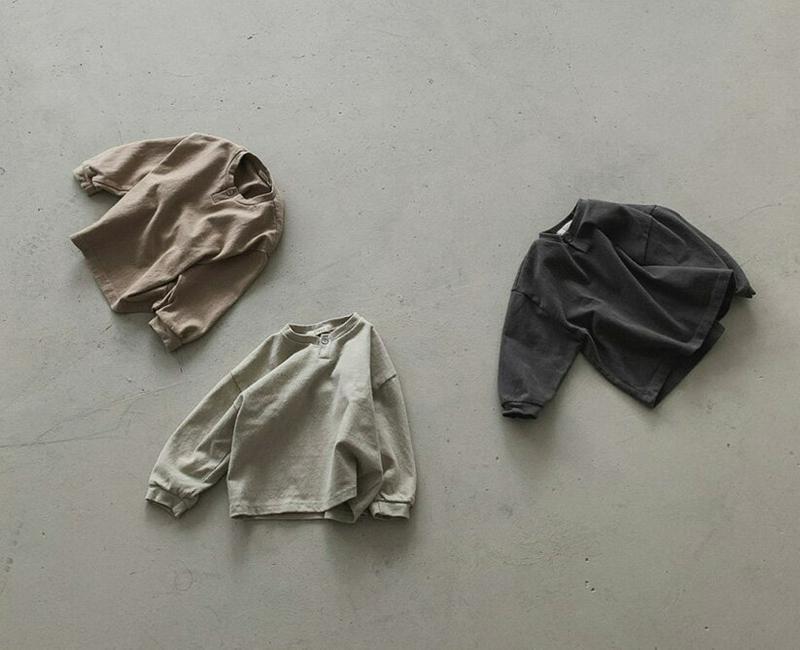 【キッズ30%OFF】起毛ボタンTシャツ・u10068 キッズ【3~8才】【tops】【トップス Tシャツ 長袖 ロンT 単色 無地 無地T 起毛 カジュアル ラフ 女の子 男の子 秋 冬 韓国 韓国子供服 子供 こども 子供服 こども服】【KIDS】