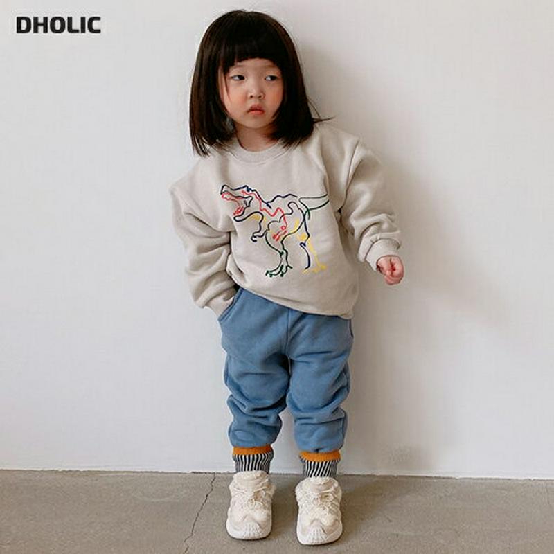 【キッズ30%OFF】両起毛カラーダイナソースウェット上下SET・u09966 キッズ【3~8才】【set】【セット set トップス スウェット トレーナー 長袖 恐竜 パンツ ズボン 裏起毛 カジュアル 女の子 男の子 冬 韓国 韓国子供服 子供 こども 子供服 こども服】【KIDS】