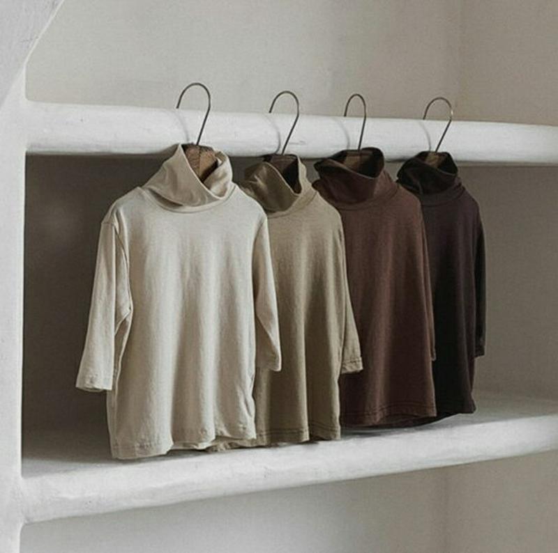 【只今20%OFF】ハイネックコットンTシャツ・u10072 キッズ【3~8才】【tops】【トップス Tシャツ 長袖 ロンT 単色 無地 無地T ハイネック コットン 綿 カジュアル シンプル ベーシック 女の子 男の子 秋 冬 韓国 韓国子供服 子供 こども 子供服 こども服】【KIDS】