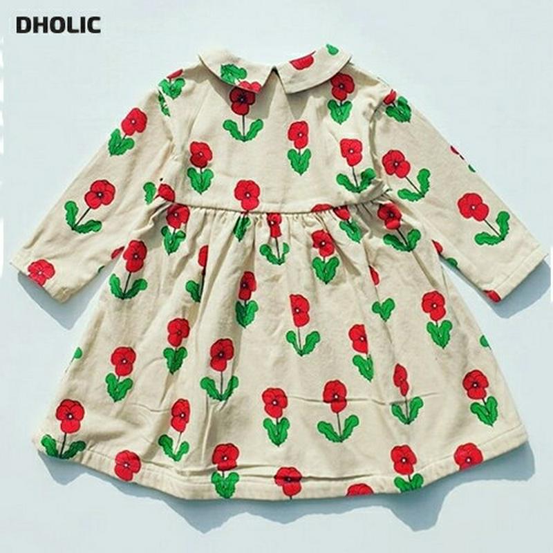 【キッズ30%OFF】裏起毛ローズパターンワンピース・u10000 キッズ【3~8才】【ops】【ワンピース 長袖 花柄 フラワー ローズ ばら バラ 裏起毛 カジュアル 女の子 冬 韓国 韓国子供服 子供 こども 子供服 こども服】【KIDS】