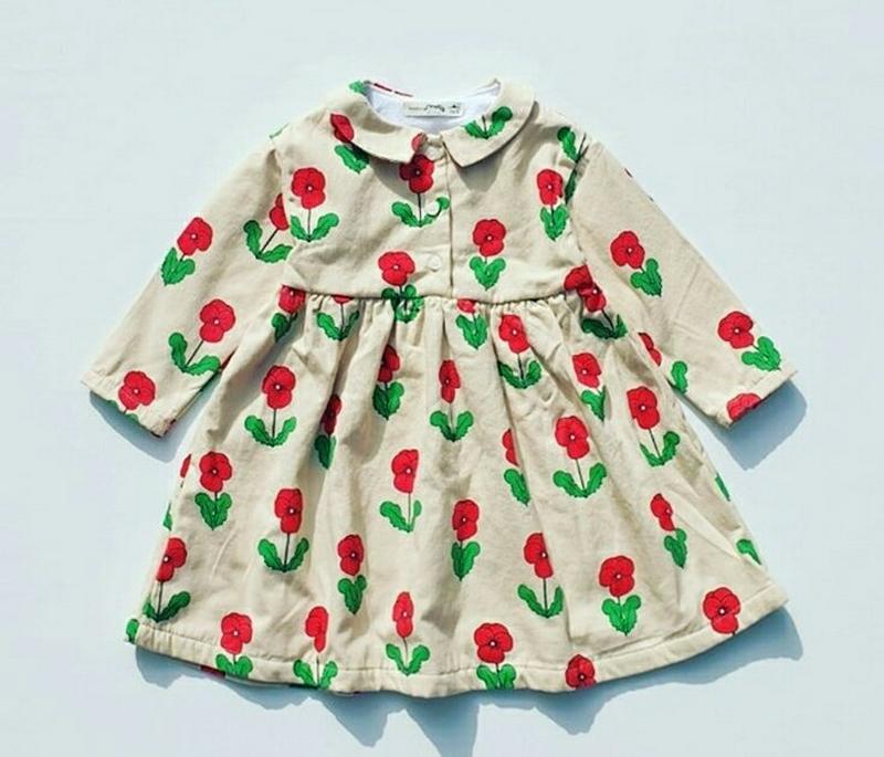 【キッズ30%OFF】裏起毛ローズパターンワンピース・u10000 キッズ【3~8才】【ops】【ワンピース 長袖 花柄 フラワー ローズ ばら バラ 裏起毛 カジュアル 女の子 冬 韓国 韓国子供服 子供 こども 子供服 こども服】【KIDS】