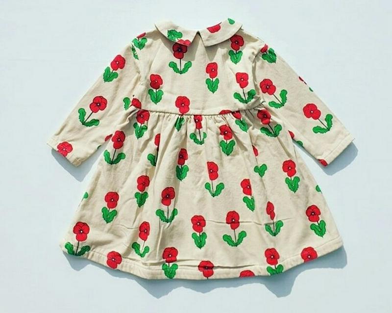 【キッズ30%OFF】裏起毛ローズパターンワンピース・u10000 キッズ【3~8才】【ops】【ワンピース 長袖 花柄 フラワー ローズ ばら バラ 裏起毛 カジュアル 女の子 冬 韓国 韓国子供服 子供 こども 子供服 こども服】【KIDS】