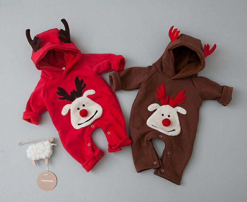 【キッズ30%OFF】裏起毛トナカイロンパース・u08744 キッズ【0~2才】【bc】【ロンパース 長袖 パンツ ズボン 長ズオン トナカイ クリスマス 裏起毛 フード フーディー カジュアル 女の子 男の子 冬 韓国 韓国子供服 子供 こども 子供服 こども服】【KIDS】