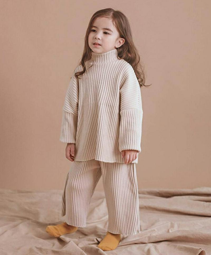 【キッズ30%OFF】両起毛ハイネックリブTシャツ上下SET・p010012 キッズ【3~8才】【set】【セットアップ setup トップス 長袖 ハイネック リブ パンツ ズボン 単色 上下 起毛 裏起毛 女の子 男の子 冬 韓国 韓国子供服 子供 こども 子供服 こども服】【KIDS】