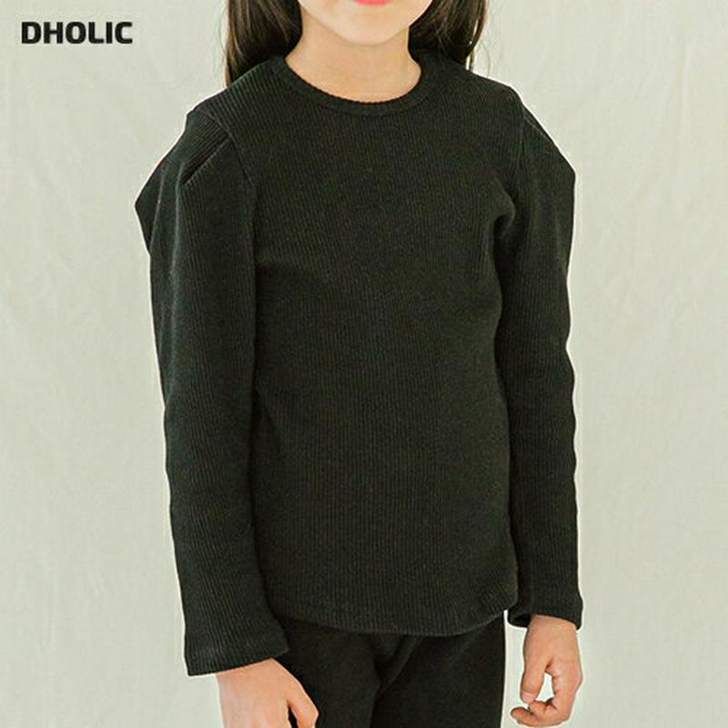 長袖リブTシャツ・p009841 キッズ【3~8才】【tops】【トップス Tシャツ 長袖 リブ リブトップス 単色 シンプル カジュアル 女の子 秋 冬 韓国 韓国子供服 子供 こども 子供服 こども服】【KIDS】