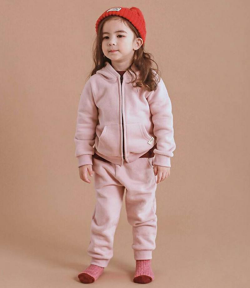 両起毛ジップアップスウェット上下SET・p010008 キッズ【3~8才】【set】【セットアップ setup トップス スウェット パーカー 長袖 パンツ ズボン ジップアップ 裏起毛 起毛 女の子 男の子 冬 韓国 韓国子供服 子供 こども 子供服 こども服】【KIDS】【WS】