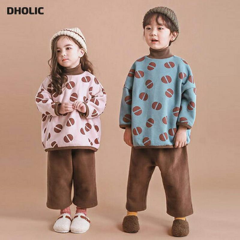 両起毛パターンハイネック上下SET・p010005 キッズ【3~8才】【set】【セットアップ setup トップス 長袖 ハイネック 総柄 パンツ ズボン 裏起毛 起毛 カジュアル ラフ 女の子 男の子 冬 韓国 韓国子供服 子供 こども 子供服 こども服】【KIDS】【WS】