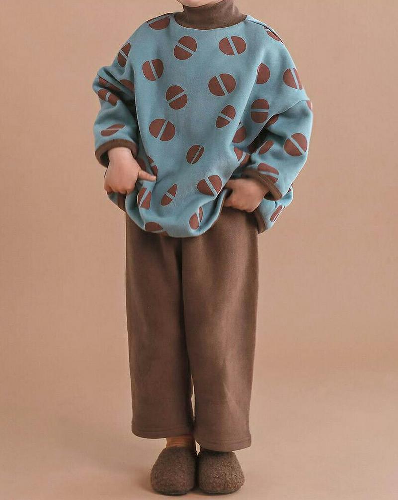 両起毛パターンハイネック上下SET・p010005 キッズ【3~8才】【set】【セットアップ setup トップス 長袖 ハイネック 総柄 パンツ ズボン 裏起毛 起毛 カジュアル ラフ 女の子 男の子 冬 韓国 韓国子供服 子供 こども 子供服 こども服】【KIDS】【WS】