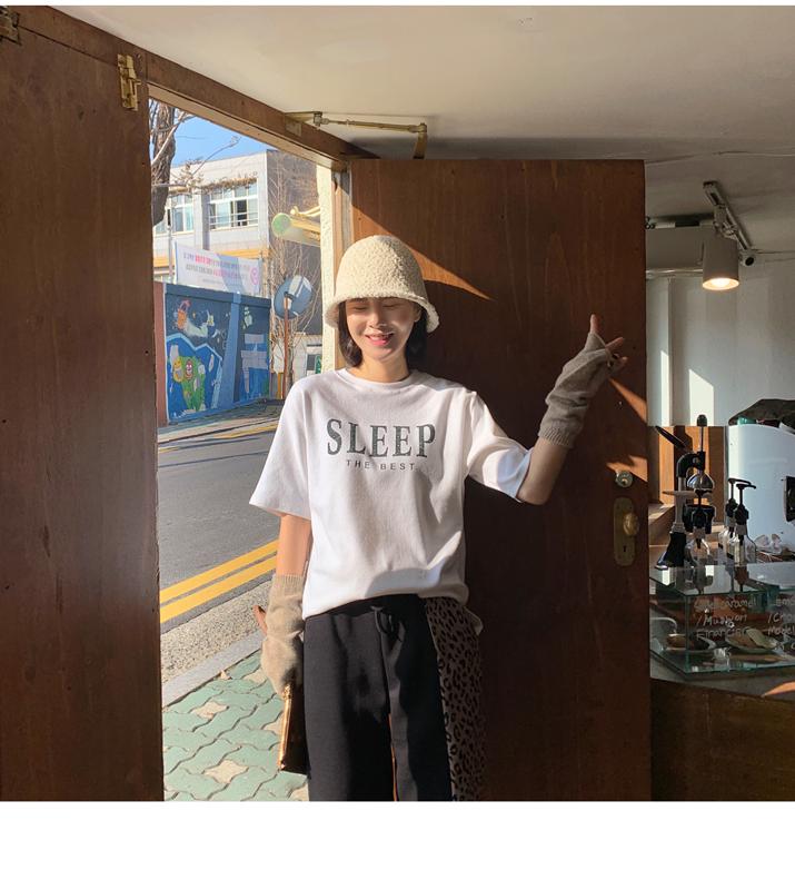レタードプリントハーフ袖Tシャツ