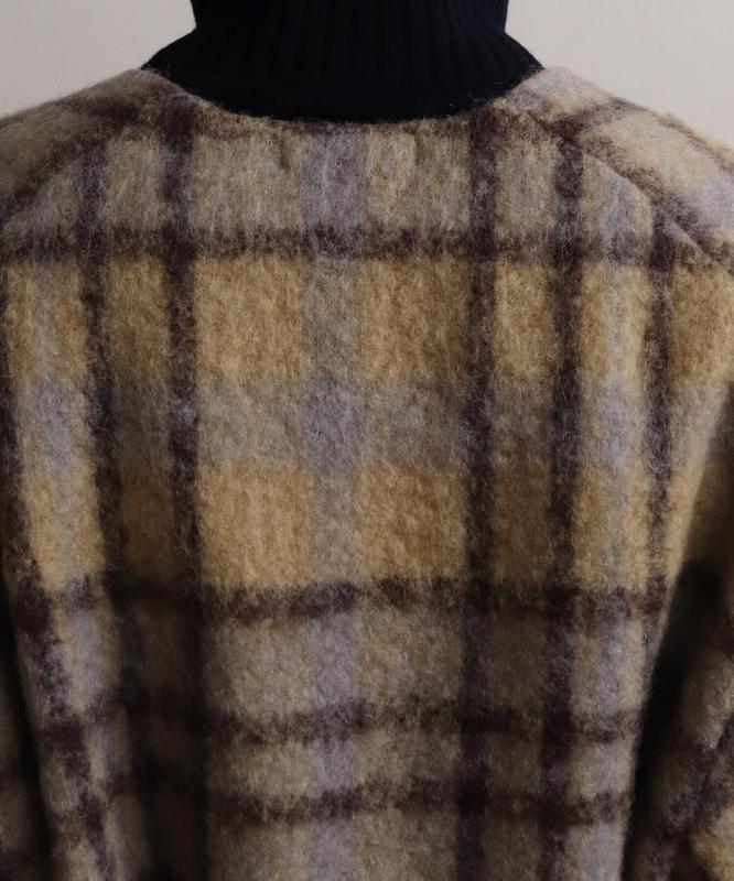 ウールモヘアシャギーチェックＶネックコート（cardo fabrica）
