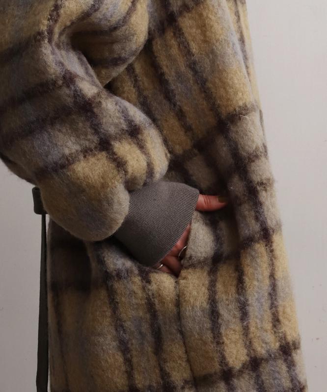 ウールモヘアシャギーチェックＶネックコート（cardo fabrica）