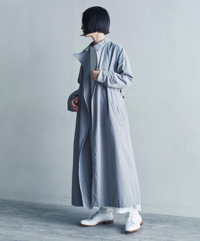 ○AMASISオーガニックウエザー　スタンドカラーコートワンピース（cardo fabrica）