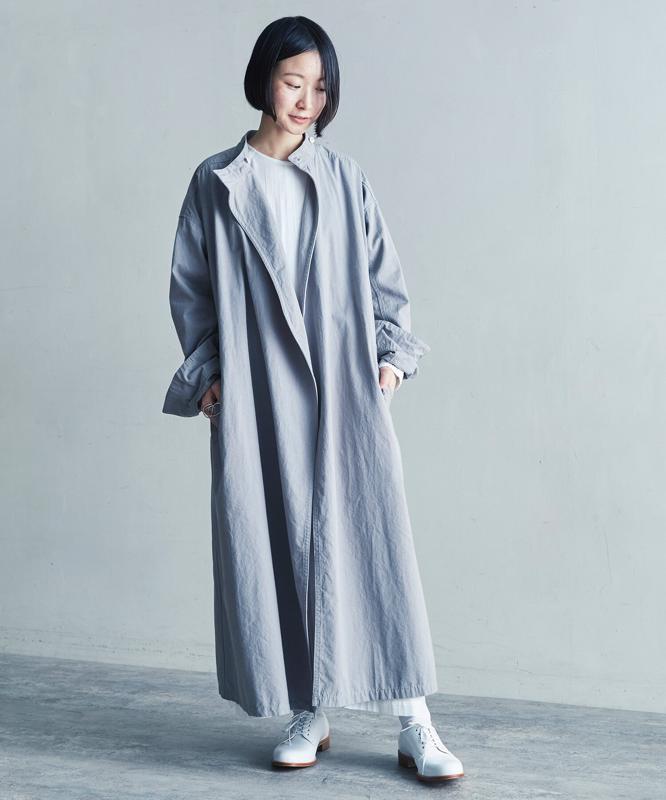 ○AMASISオーガニックウエザー　スタンドカラーコートワンピース（cardo fabrica）