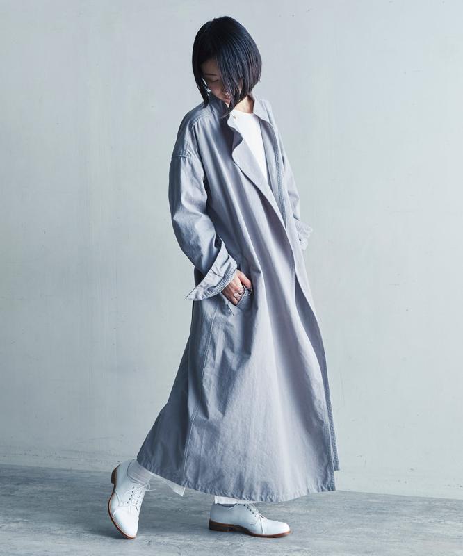 ○AMASISオーガニックウエザー　スタンドカラーコートワンピース（cardo fabrica）