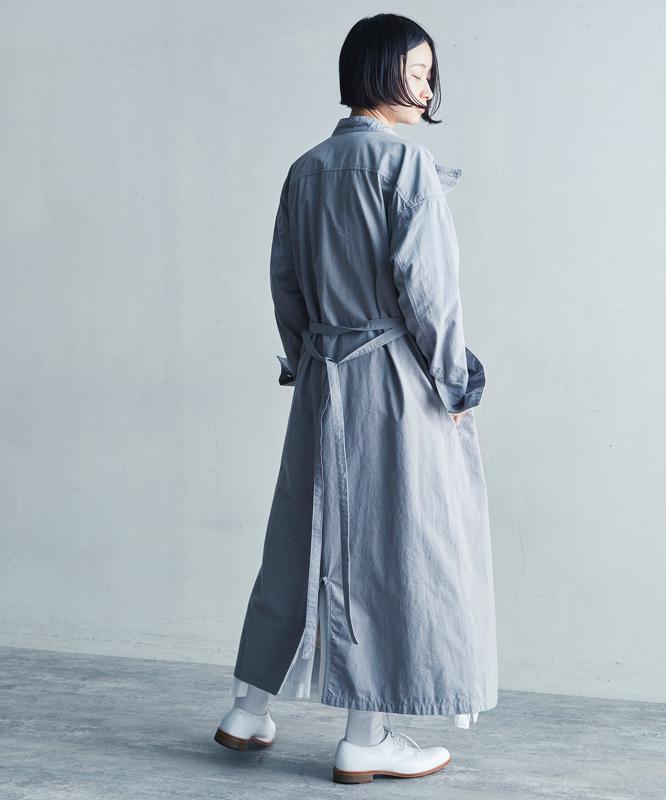○AMASISオーガニックウエザー　スタンドカラーコートワンピース（cardo fabrica）