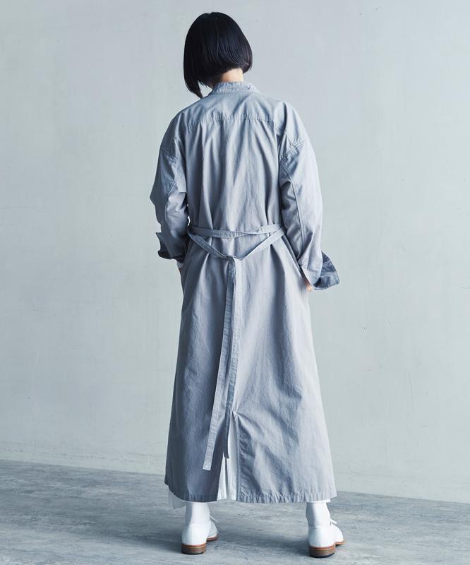 ○AMASISオーガニックウエザー　スタンドカラーコートワンピース（cardo fabrica）