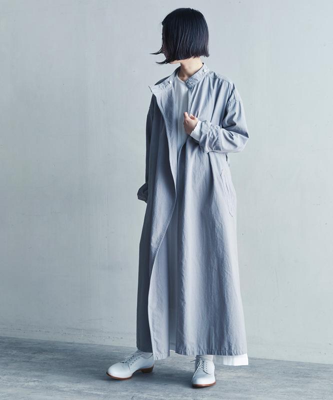 ○AMASISオーガニックウエザー　スタンドカラーコートワンピース（cardo fabrica）