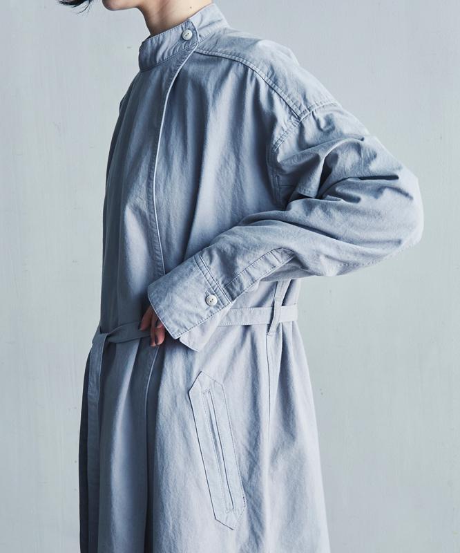 ○AMASISオーガニックウエザー　スタンドカラーコートワンピース（cardo fabrica）