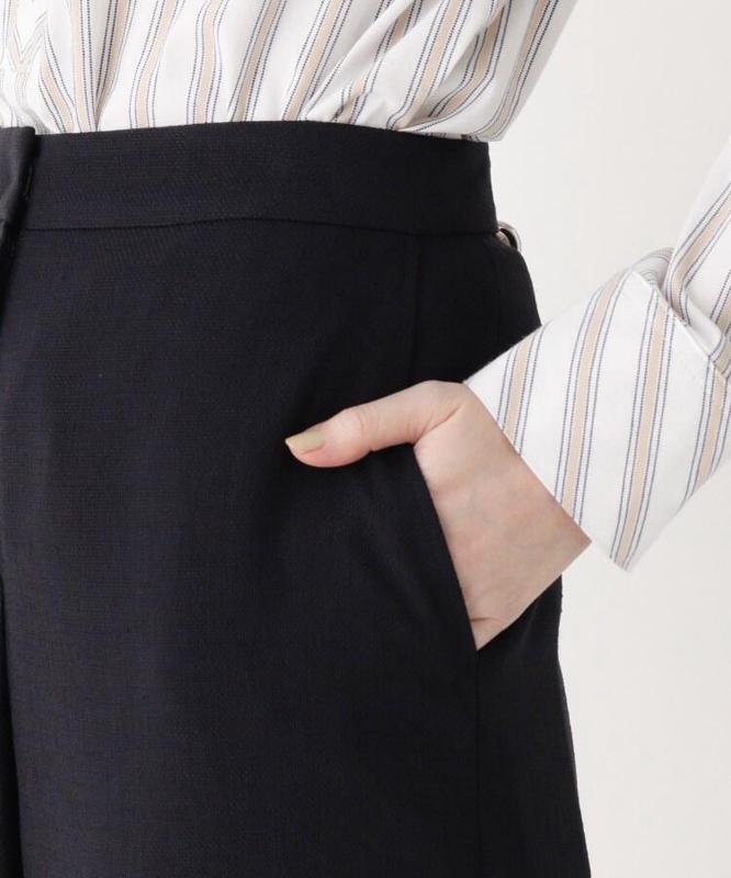 トリアセテート混ノンタックワイドパンツ