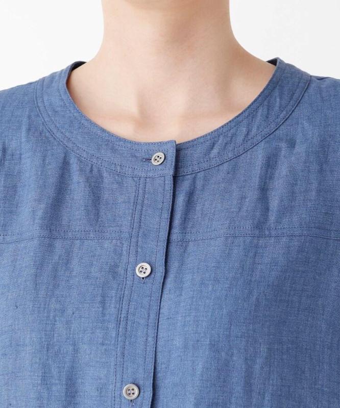 シャンブレーリネンバックレースブルゾン