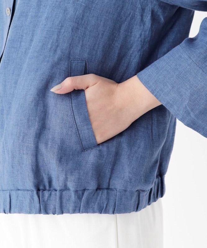 シャンブレーリネンバックレースブルゾン