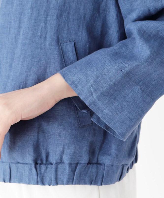 シャンブレーリネンバックレースブルゾン