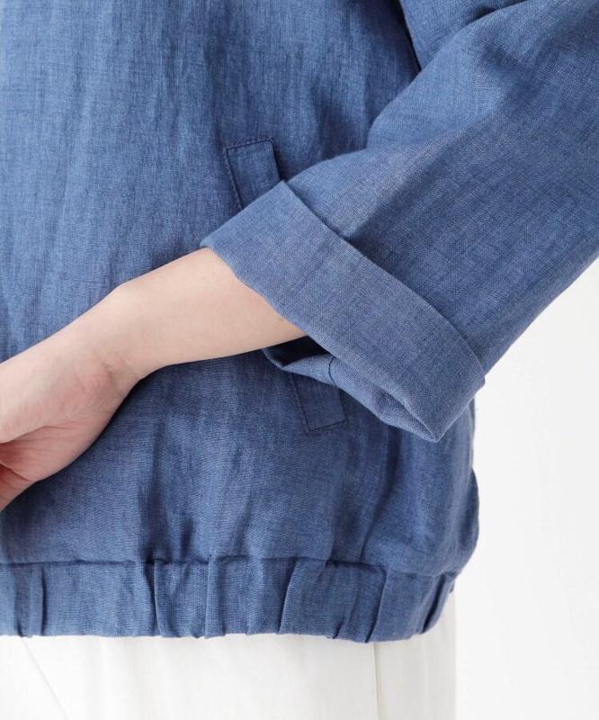 シャンブレーリネンバックレースブルゾン