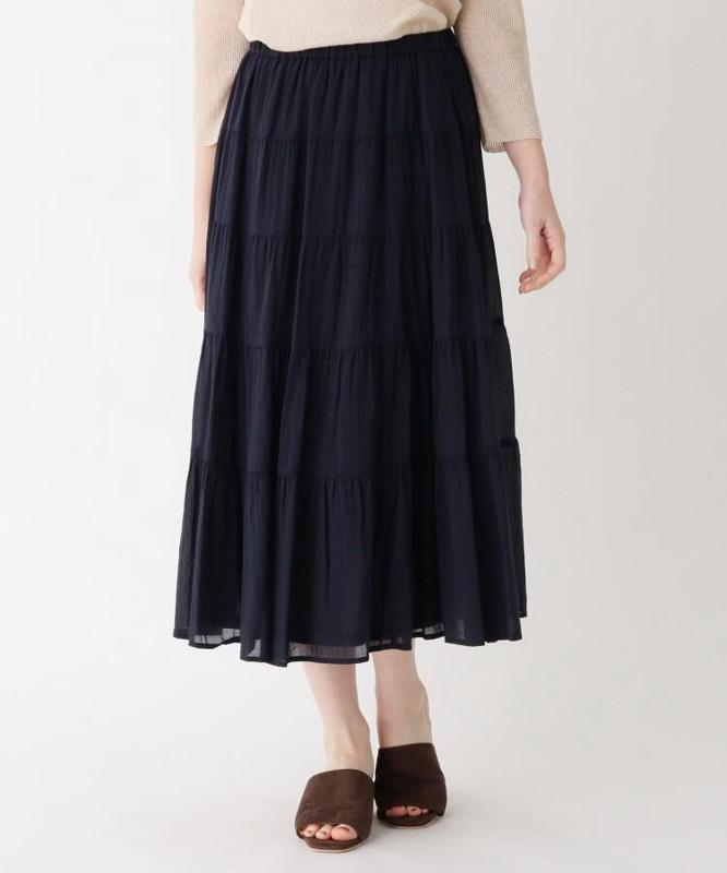 コットン(綿)シフォンティアードスカート